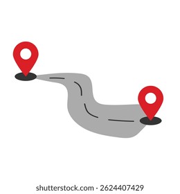 Carretera con curvas y marcadores de destino