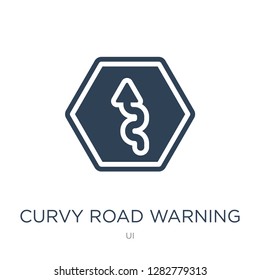 curvy road warning icon vector on white background, curvy road warning trendy filled icons from UI collection, curvy road warning vector illustration