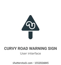 Curvy road warning sign vector icon on white background. Flat vector curvy road warning sign icon symbol sign from modern user interface collection for mobile concept and web apps design.