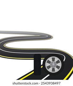 Icono de carreteras con curvas. Ilustración vectorial