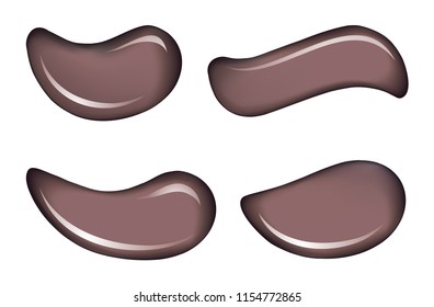Curvy shape light crimson rose color spread enamel emulsion dye on white backdrop. Smooth shiny gloss oil pour splat splodge icon design surface. Art wet twirl graphic sign. Closeup and space for text