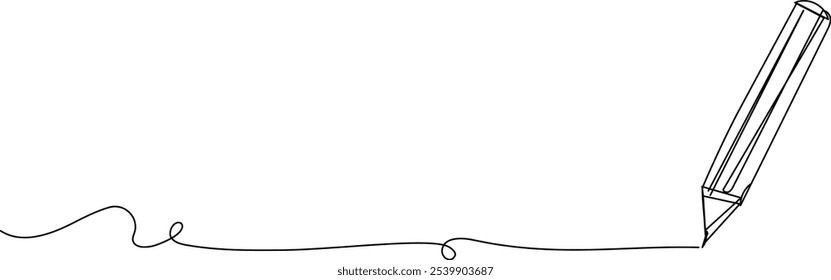 curvy single line drawing pencil , line art vector illustration, simple line art	
