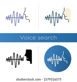 Curvy soundwave icons set. Standart voice frequency idea. Human speech wavy amplitude. Sound producing scheme. Voice command. Linear, black and color styles. Isolated vector illustrations