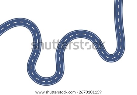 
Curvy street or winding road, flat illustration. Vector drawing on a white background.