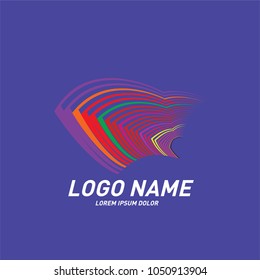 Curvy and stripes simple logo design 