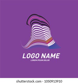Curvy and stripes simple logo design 