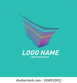 Curvy and stripes simple logo design 