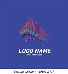 Curvy and stripes simple logo design 