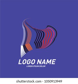 Curvy and stripes simple logo design 