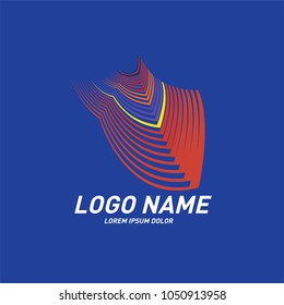 Curvy and stripes simple logo design 