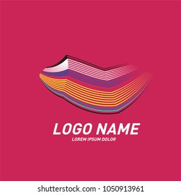 Curvy and stripes simple logo design 