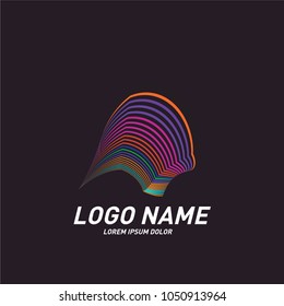 Curvy and stripes simple logo design 