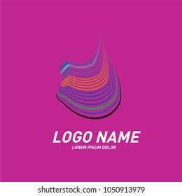 Curvy and stripes simple logo design 