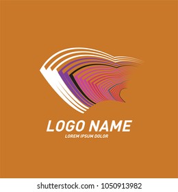 Curvy and stripes simple logo design 