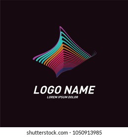 Curvy and stripes simple logo design 