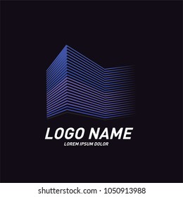 Curvy and stripes simple logo design 