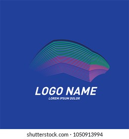 Curvy and stripes simple logo design 