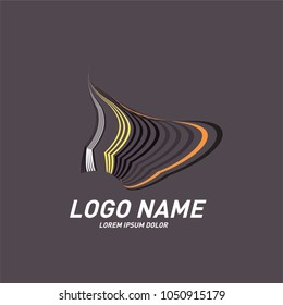 Curvy and stripes simple logo design 