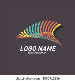 Curvy and stripes simple logo design 
