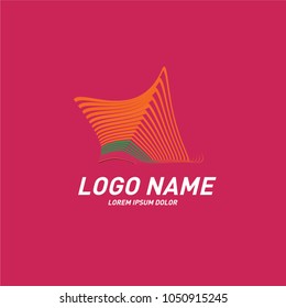 Curvy and stripes simple logo design 