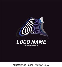 Curvy and stripes simple logo design 