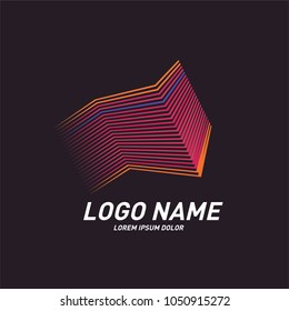 Curvy and stripes simple logo design 