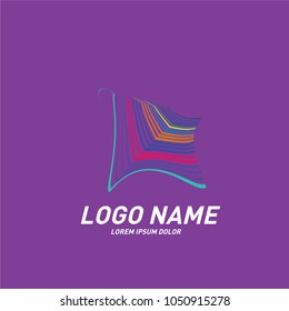 Curvy and stripes simple logo design 