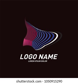 Curvy and stripes simple logo design 