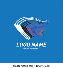 Curvy and stripes simple logo design 