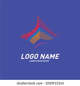 Curvy and stripes simple logo design 