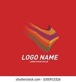 Curvy and stripes simple logo design 