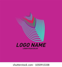 Curvy and stripes simple logo design 