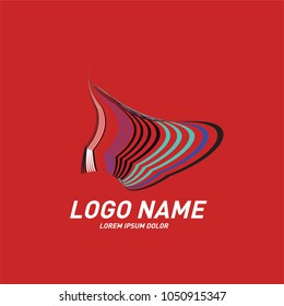 Curvy and stripes simple logo design 