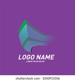 Curvy and stripes simple logo design 