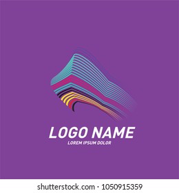 Curvy and stripes simple logo design 