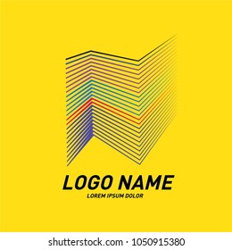 Curvy and stripes simple logo design 