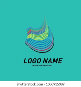 Curvy and stripes simple logo design 