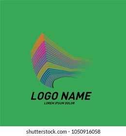 Curvy and stripes simple logo design 