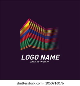 Curvy and stripes simple logo design 