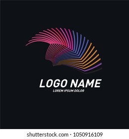 Curvy and stripes simple logo design 