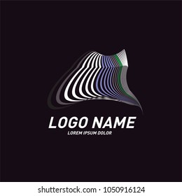 Curvy and stripes simple logo design 