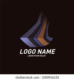 Curvy and stripes simple logo design 