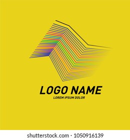 Curvy and stripes simple logo design 