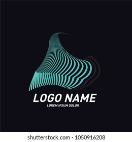 Curvy and stripes simple logo design 