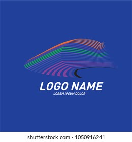 Curvy and stripes simple logo design 