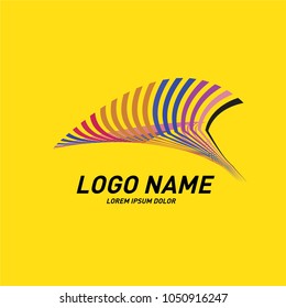 Curvy and stripes simple logo design 