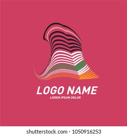Curvy and stripes simple logo design 