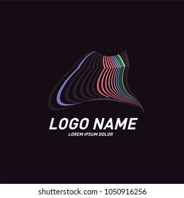 Curvy and stripes simple logo design 