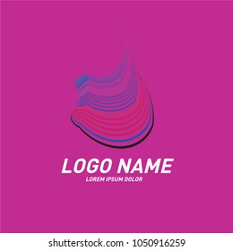 Curvy and stripes simple logo design 