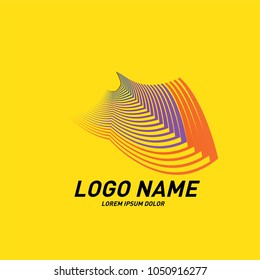 Curvy and stripes simple logo design 